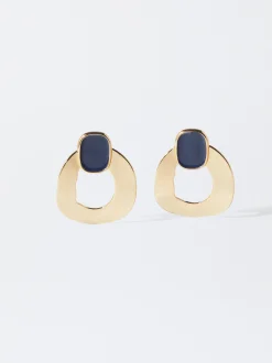 PARFOIS Pendientes Esmaltados Azul Marino Fashion