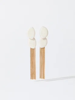PARFOIS Pendientes Esmaltados Beige Store