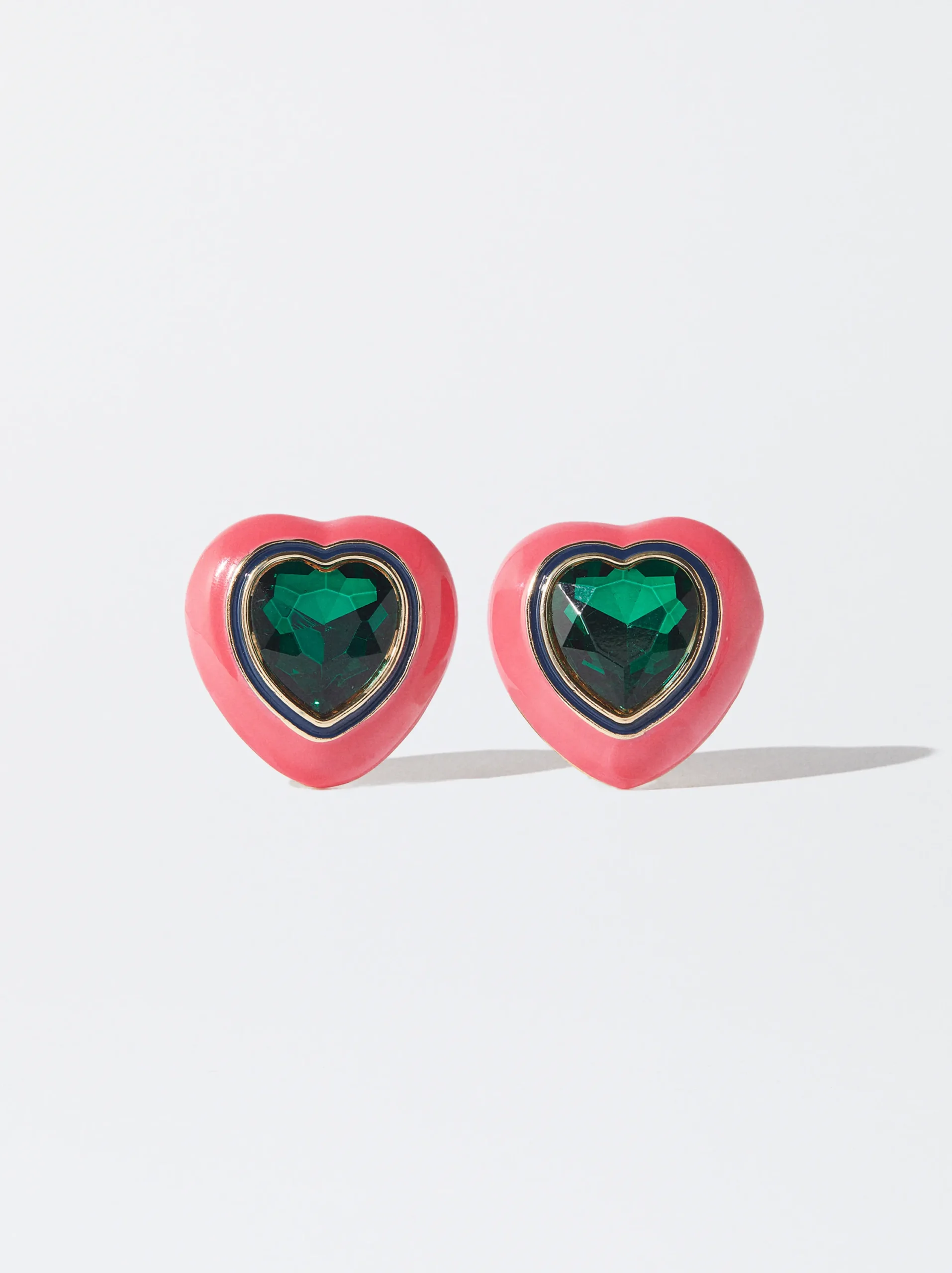 PARFOIS Pendientes Esmaltados Maxi Corazón Rosa Fashion
