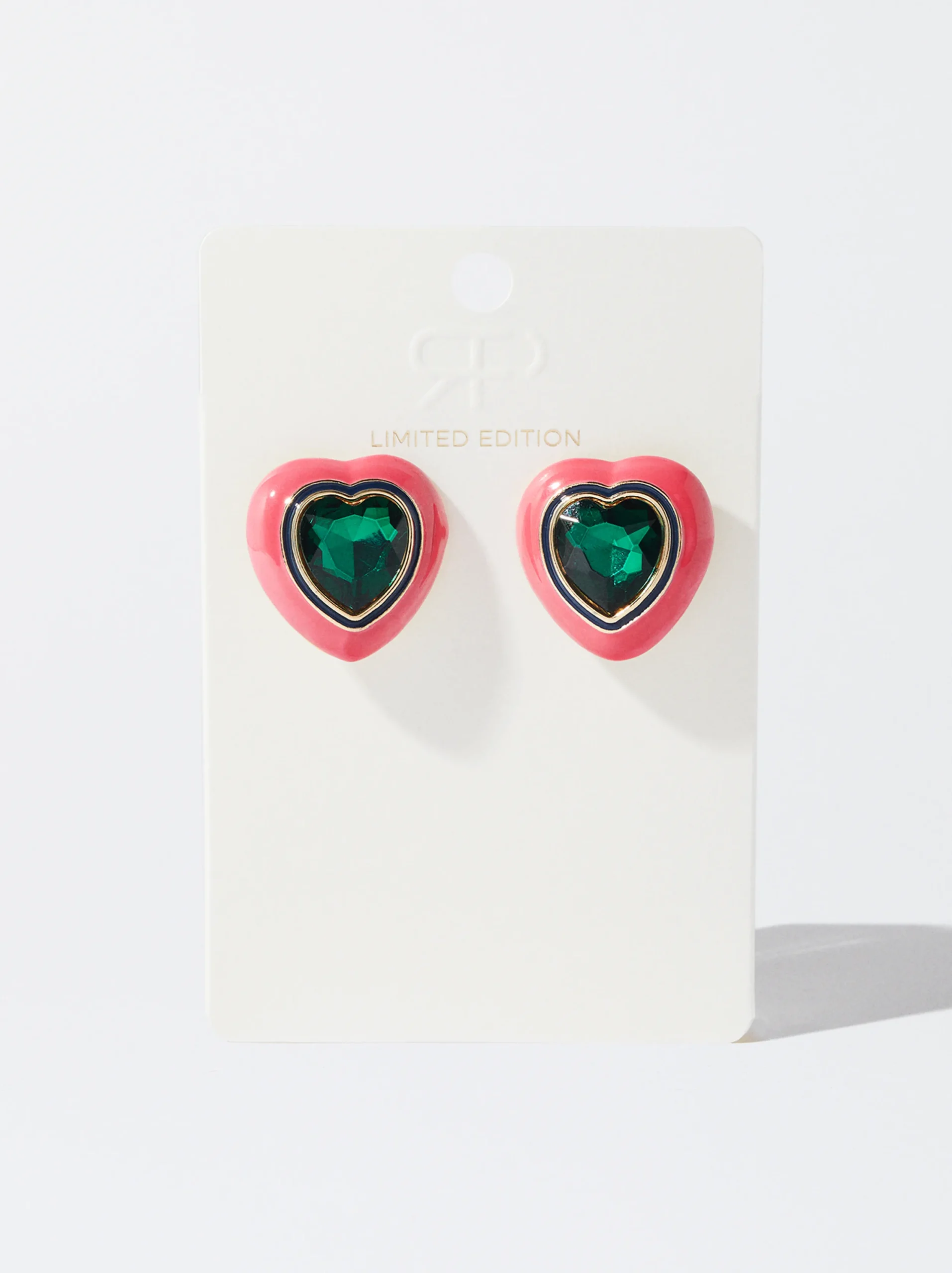 PARFOIS Pendientes Esmaltados Maxi Corazón Rosa Fashion
