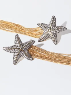 PARFOIS Pendientes Estrella Y Circonitas Dorado Outlet