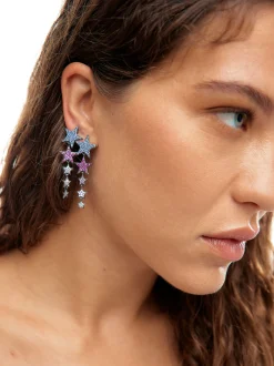 PARFOIS Pendientes Estrellas Y Circonitas Multicor Cheap