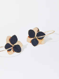 PARFOIS Pendientes Flor Azul Sale