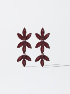 PARFOIS Pendientes Flor Burdeos Fashion