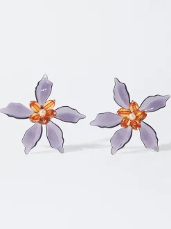 PARFOIS Pendientes Flor Violeta Fashion
