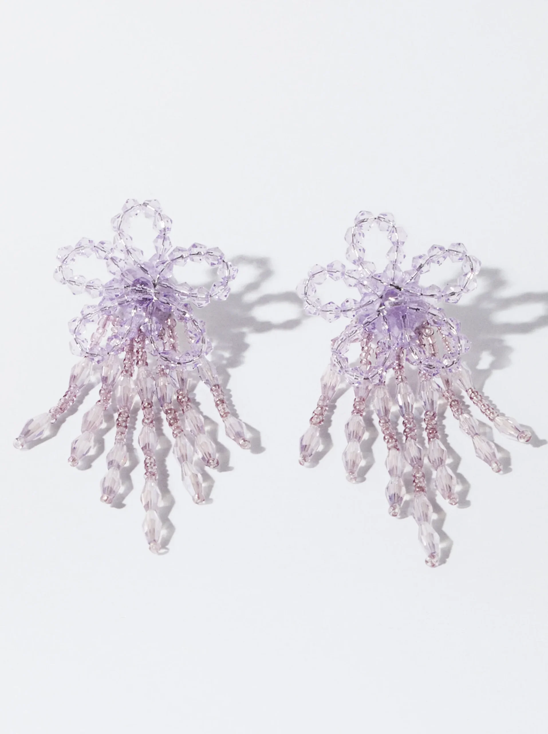PARFOIS Pendientes Flor Con Abalorios Violeta Outlet