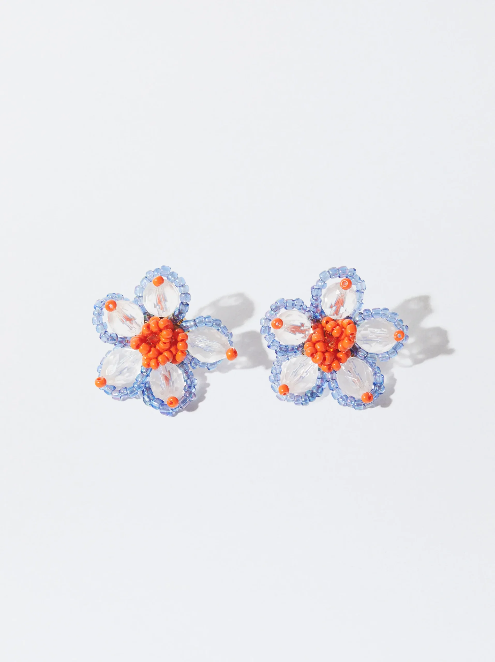 PARFOIS Pendientes Flor Con Abalorios Azul Clearance