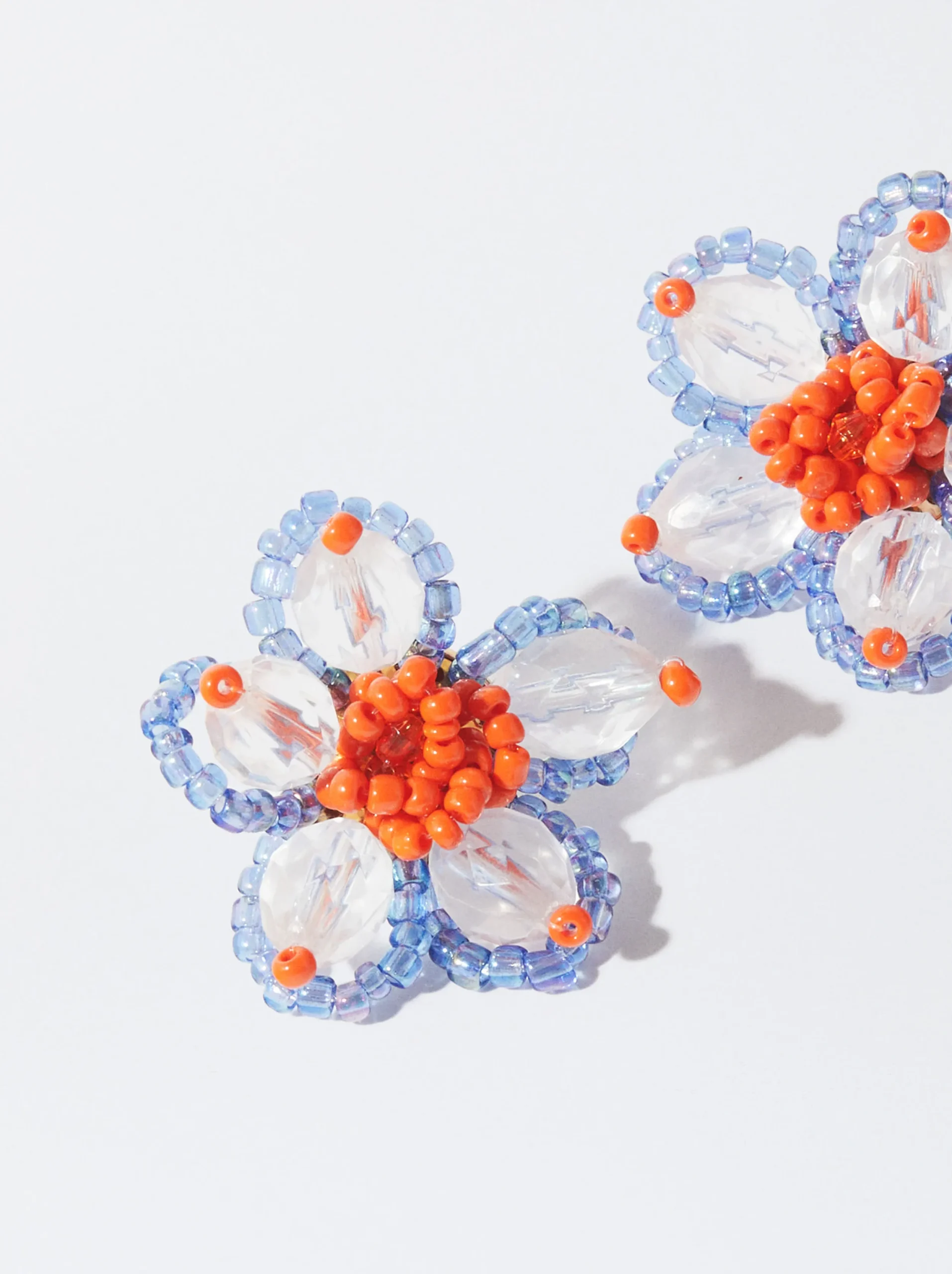 PARFOIS Pendientes Flor Con Abalorios Azul Clearance