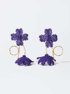 PARFOIS Pendientes Flor Con Abalorios Violeta Store