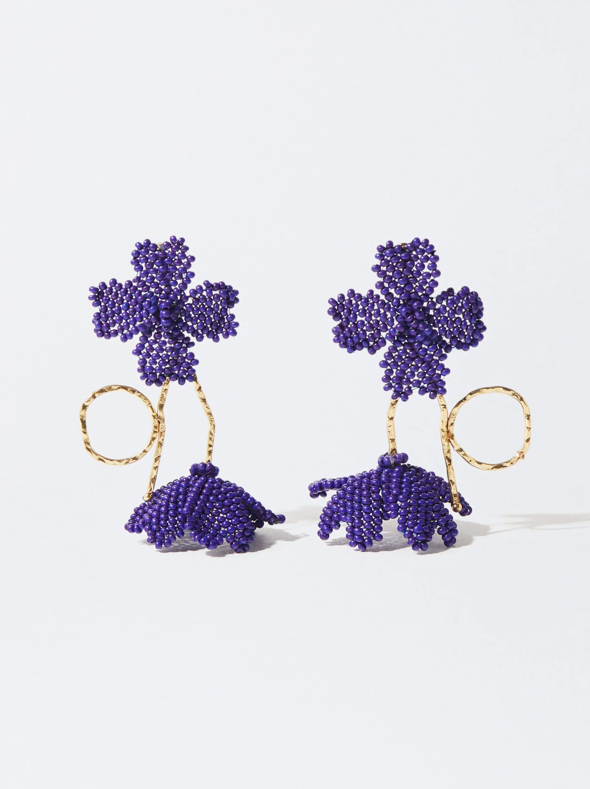 PARFOIS Pendientes Flor Con Abalorios Violeta Store