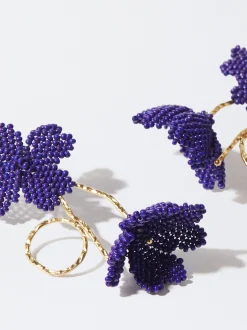 PARFOIS Pendientes Flor Con Abalorios Violeta Store