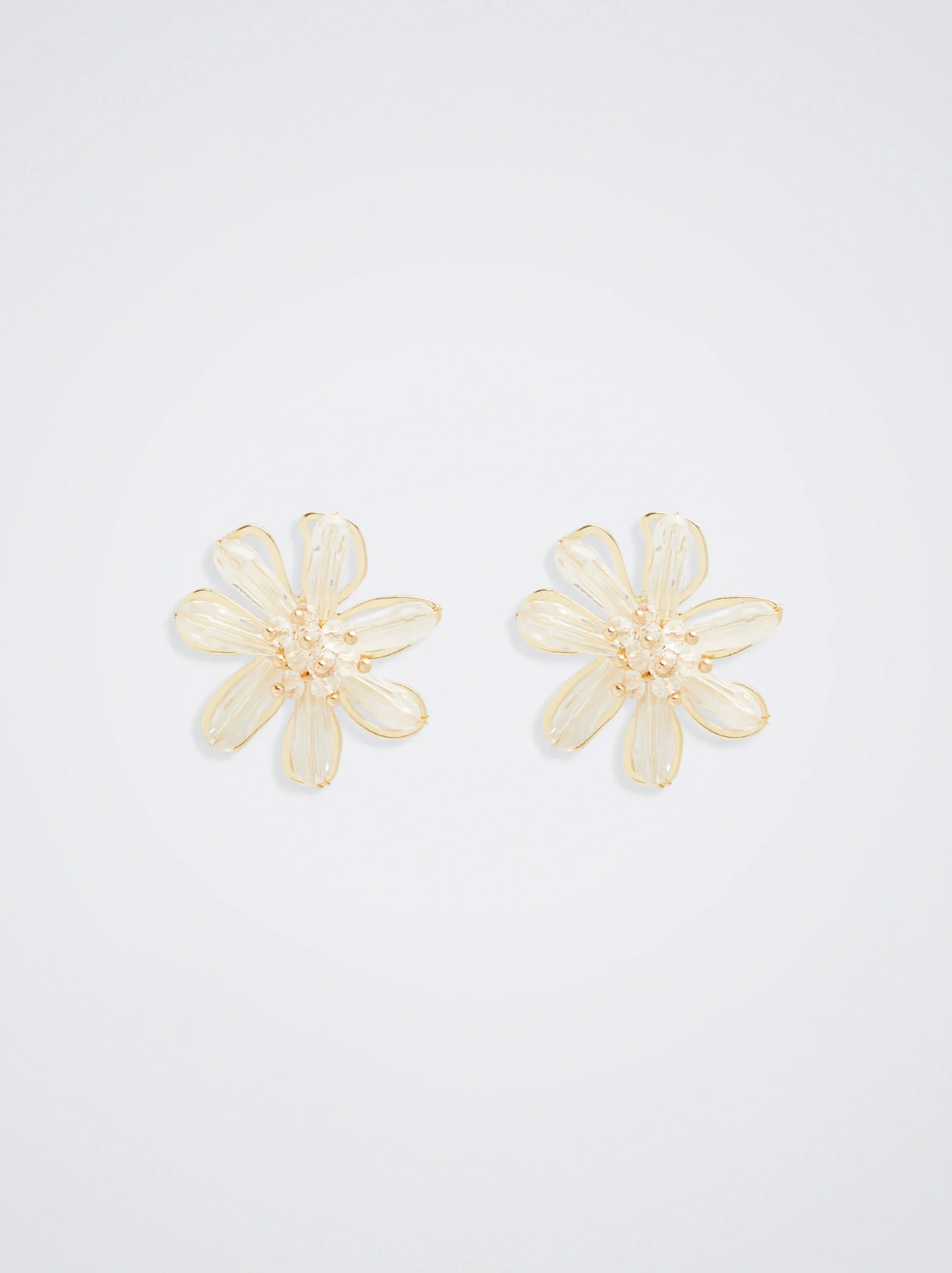 PARFOIS Pendientes Flor Con Abalorios Dorado Fashion