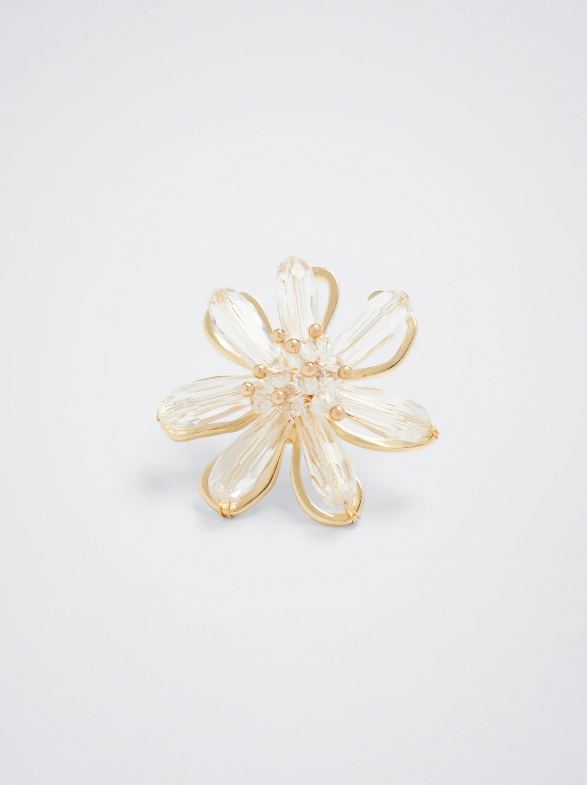 PARFOIS Pendientes Flor Con Abalorios Dorado Fashion