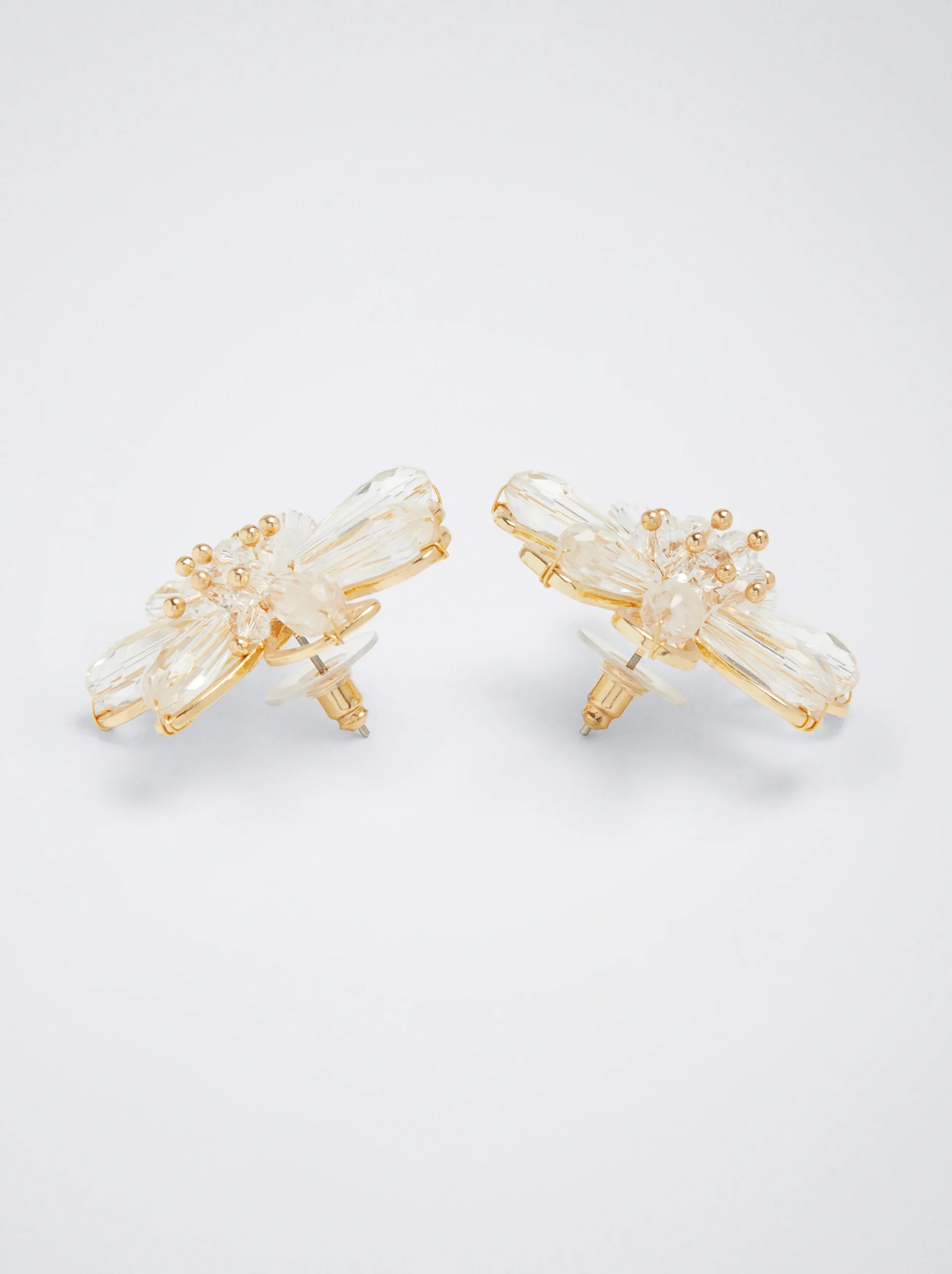 PARFOIS Pendientes Flor Con Abalorios Dorado Fashion