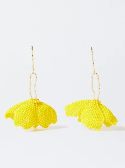 PARFOIS Pendientes Flor Con Abalorios Amarillo Cheap