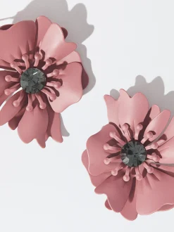 PARFOIS Pendientes Flor Con Cristal Naranja Best