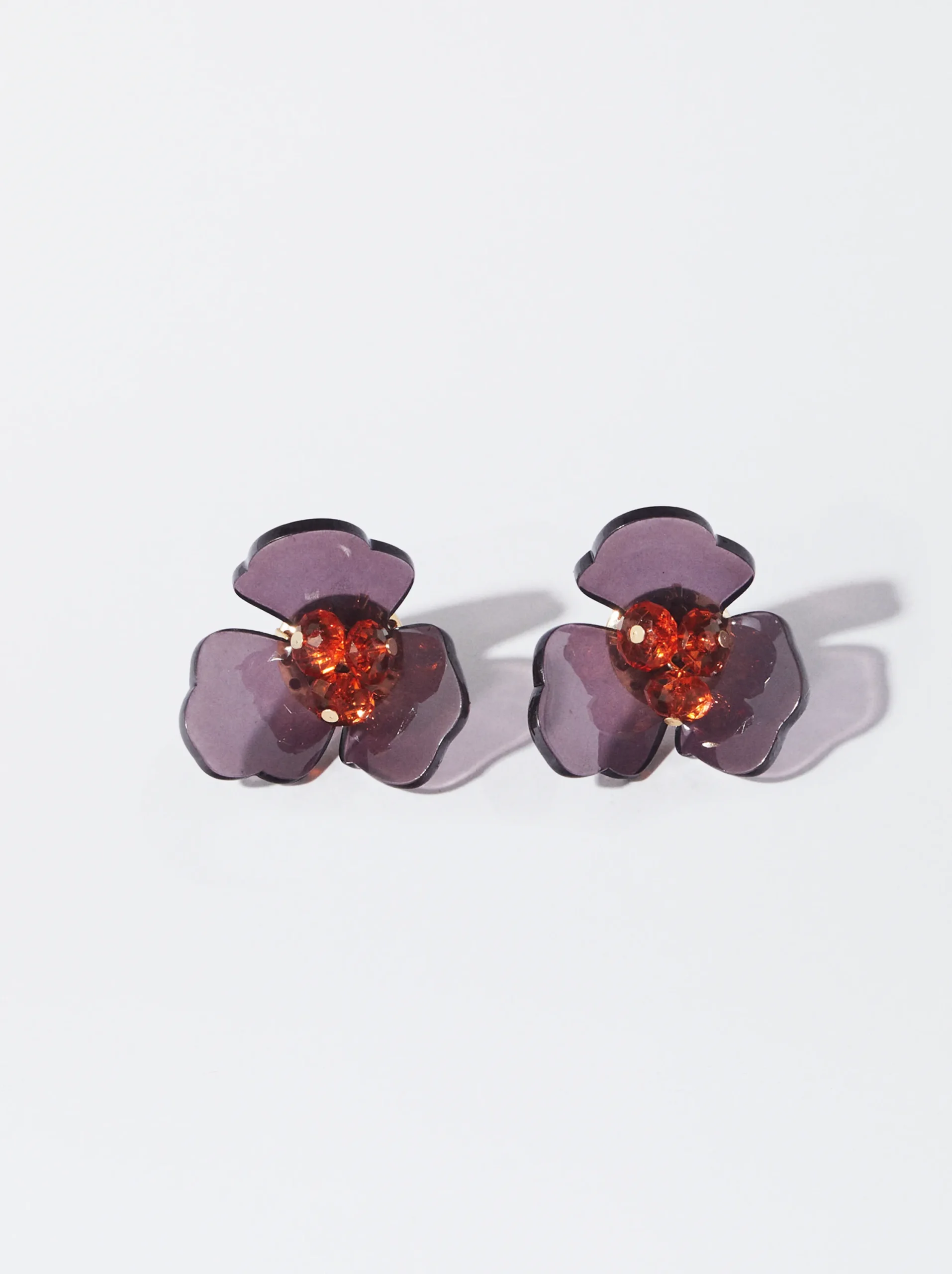 PARFOIS Pendientes Flor Con Resina Violeta Best Sale