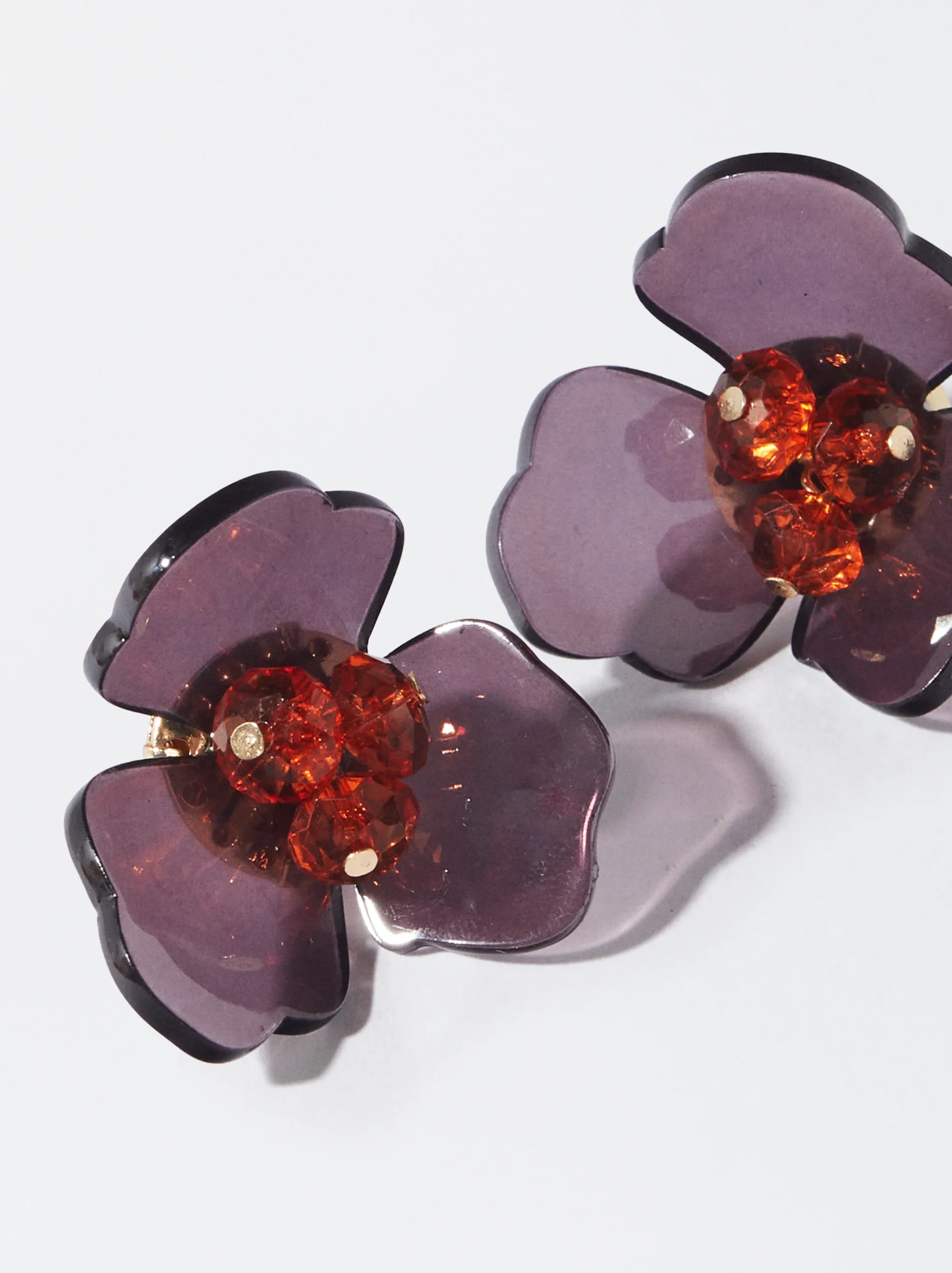 PARFOIS Pendientes Flor Con Resina Violeta Best Sale