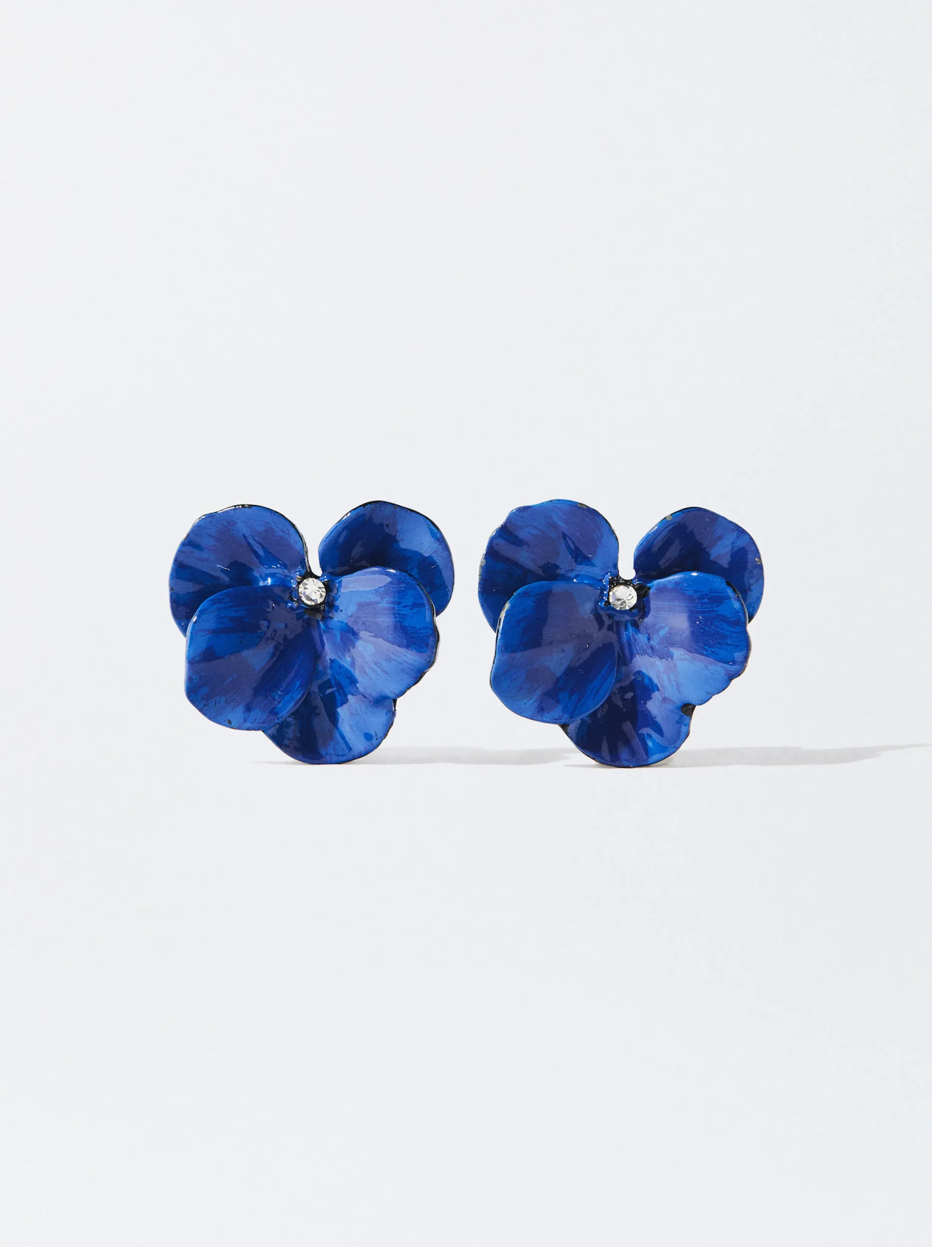 PARFOIS Pendientes Flor Con Resina Azul Marino Best Sale