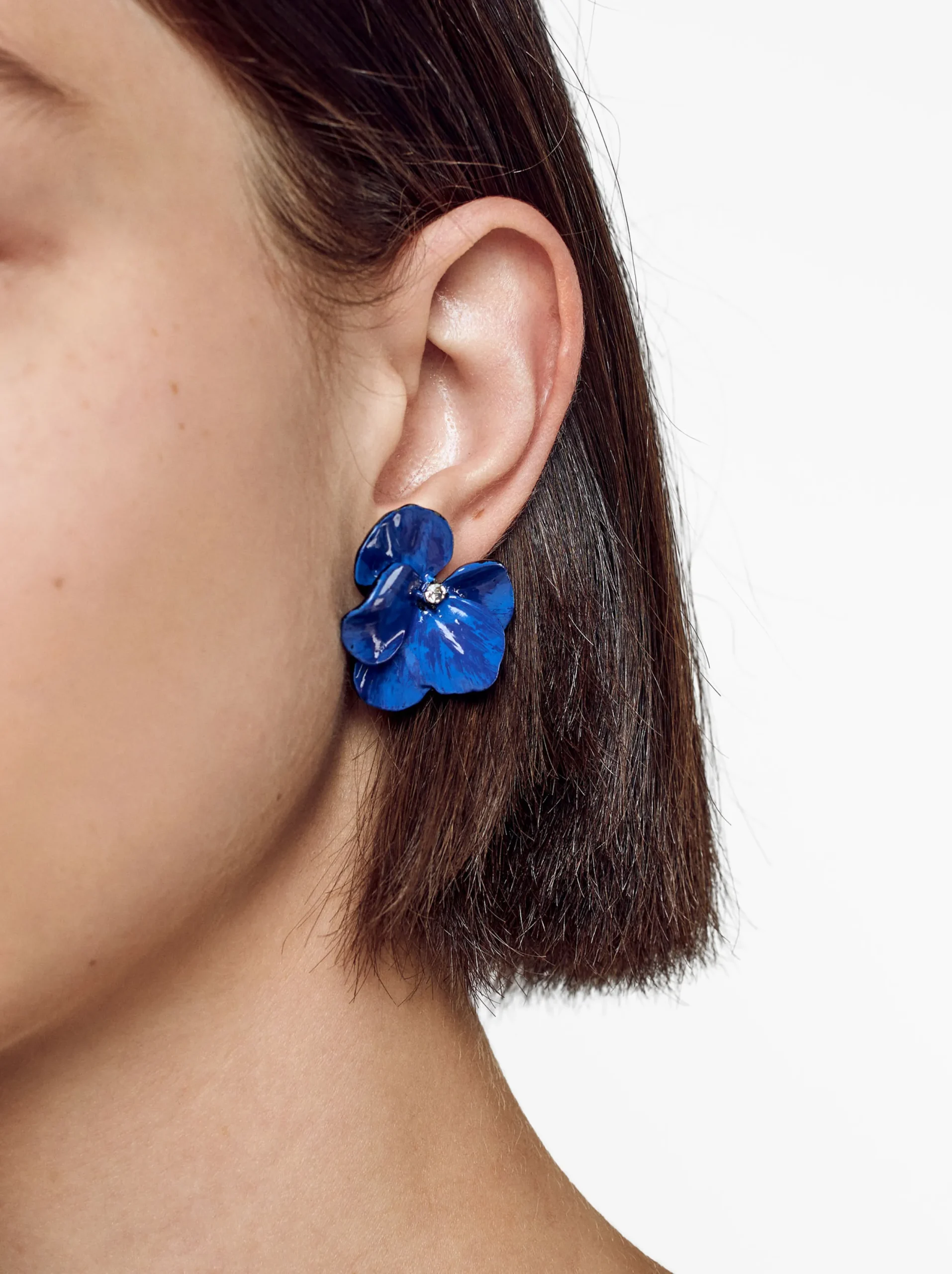 PARFOIS Pendientes Flor Con Resina Azul Marino Best Sale