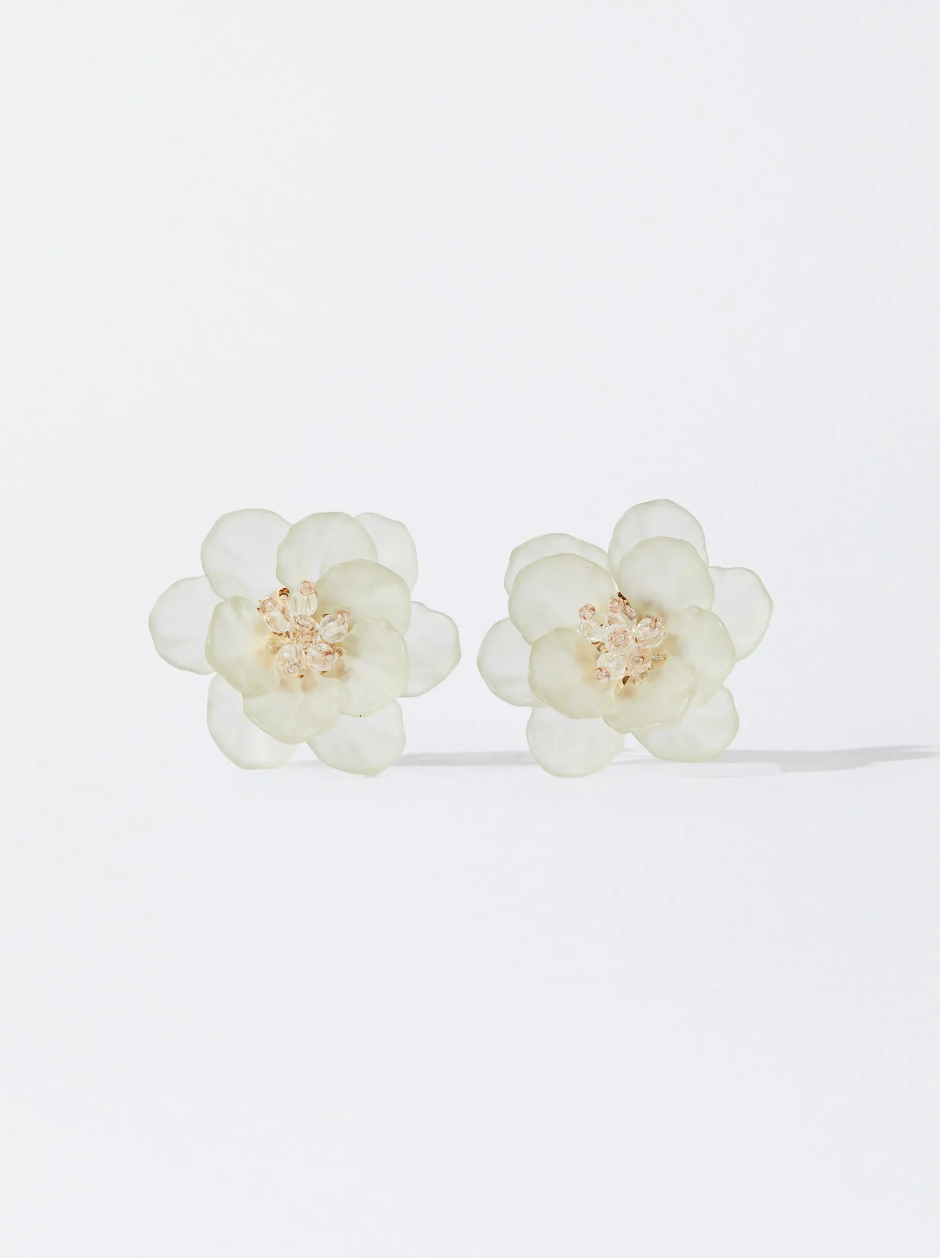PARFOIS Pendientes Flor Con Resina Blanco Cheap