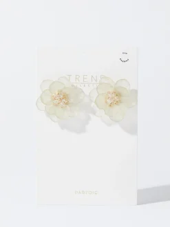 PARFOIS Pendientes Flor Con Resina Blanco Cheap