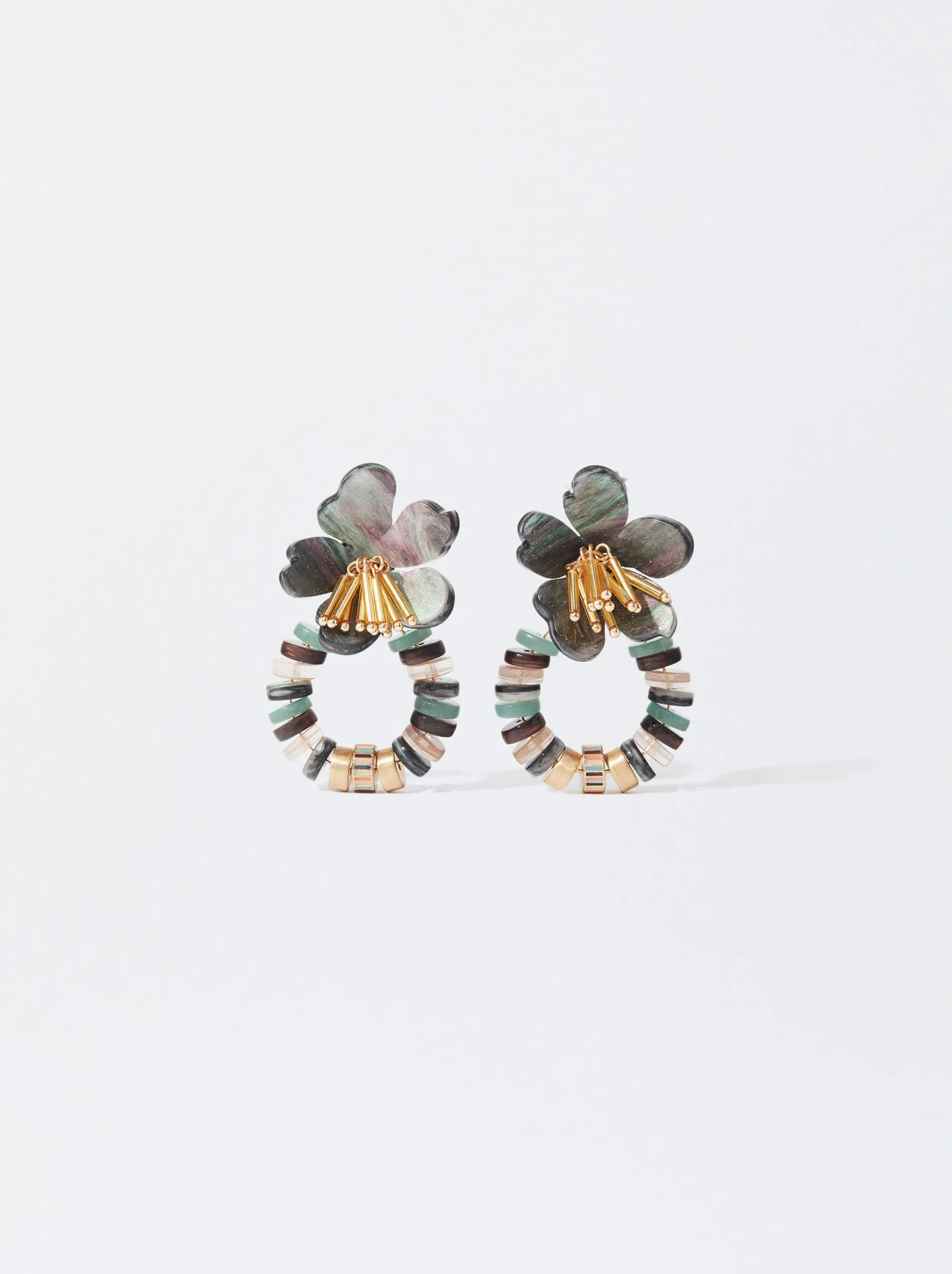 PARFOIS Pendientes Flor Con Resina Multicor Cheap