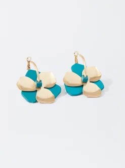 PARFOIS Pendientes Flor Con Resina Azul Discount