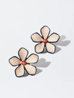 PARFOIS Pendientes Flor Con Resina Multicor Discount