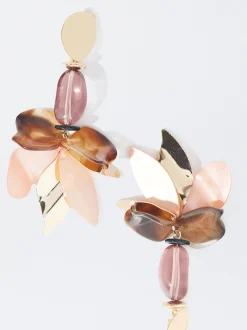 PARFOIS Pendientes Flor Con Resina Multicor Hot