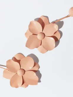 PARFOIS Pendientes Flor Con Resina Naranja New