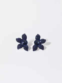 PARFOIS Pendientes Flor Cristales Azul New
