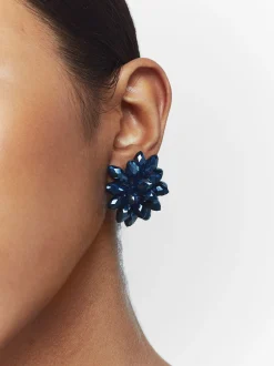 PARFOIS Pendientes Flor Cristales Azul Discount