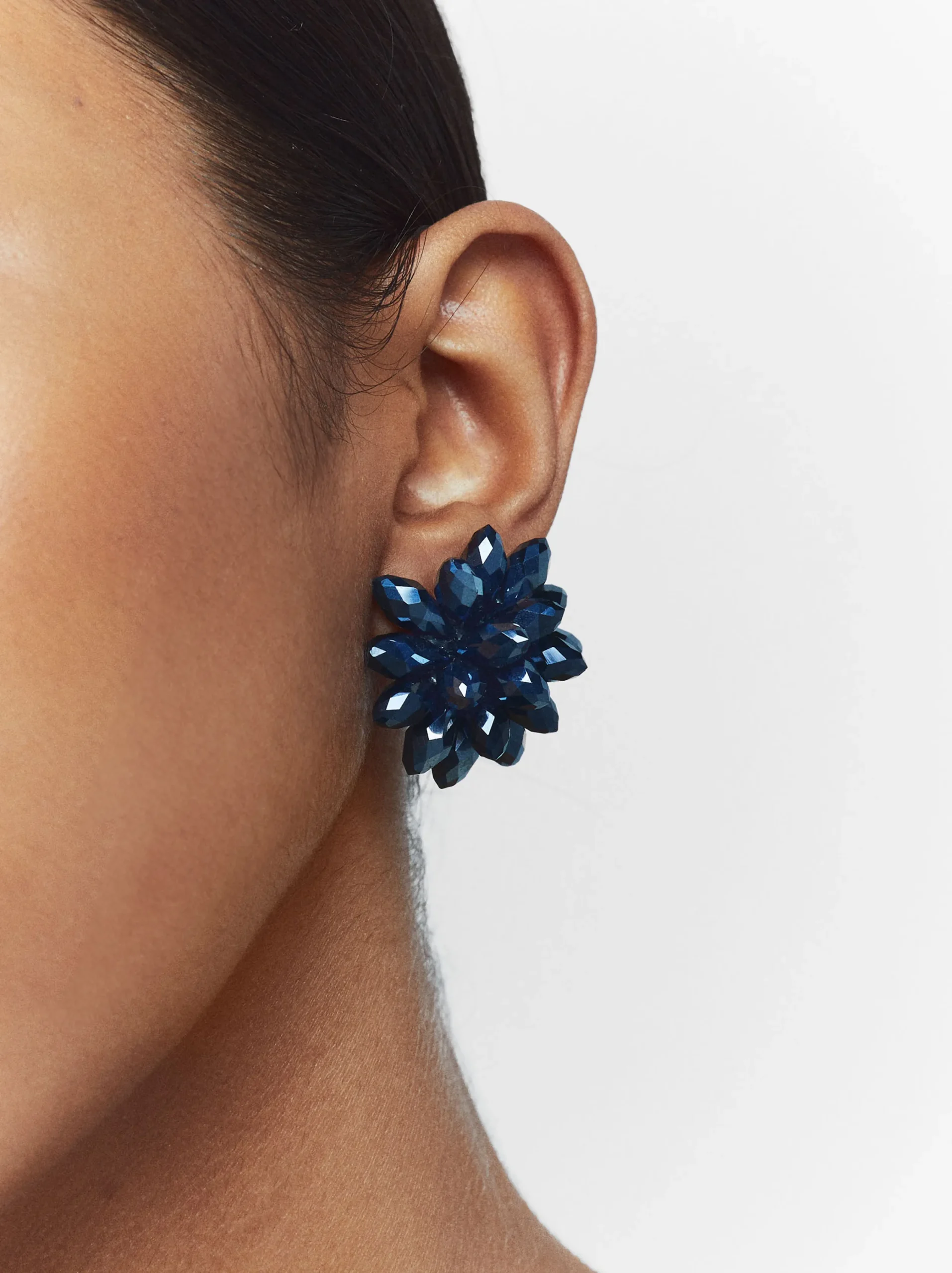 PARFOIS Pendientes Flor Cristales Azul Discount