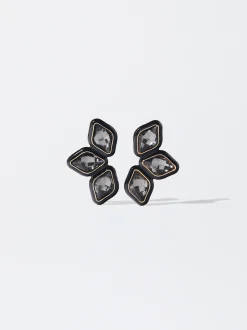 PARFOIS Pendientes Flor Strass Azul Marino Cheap