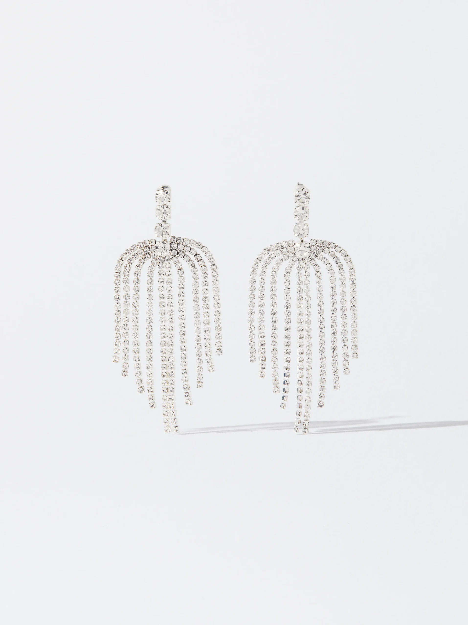 PARFOIS Pendientes Largos Con Cristales Plateado Cheap