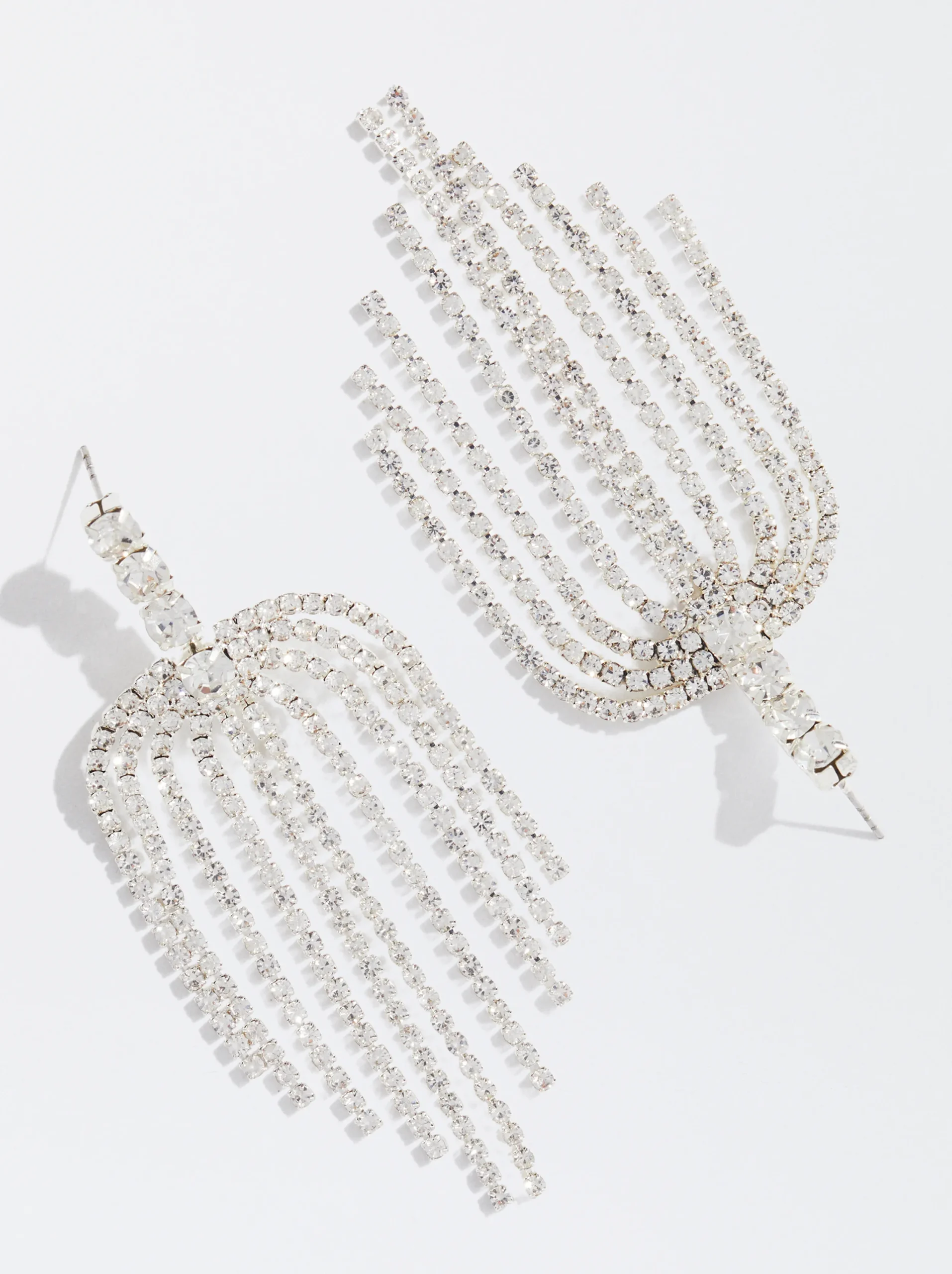 PARFOIS Pendientes Largos Con Cristales Plateado Cheap
