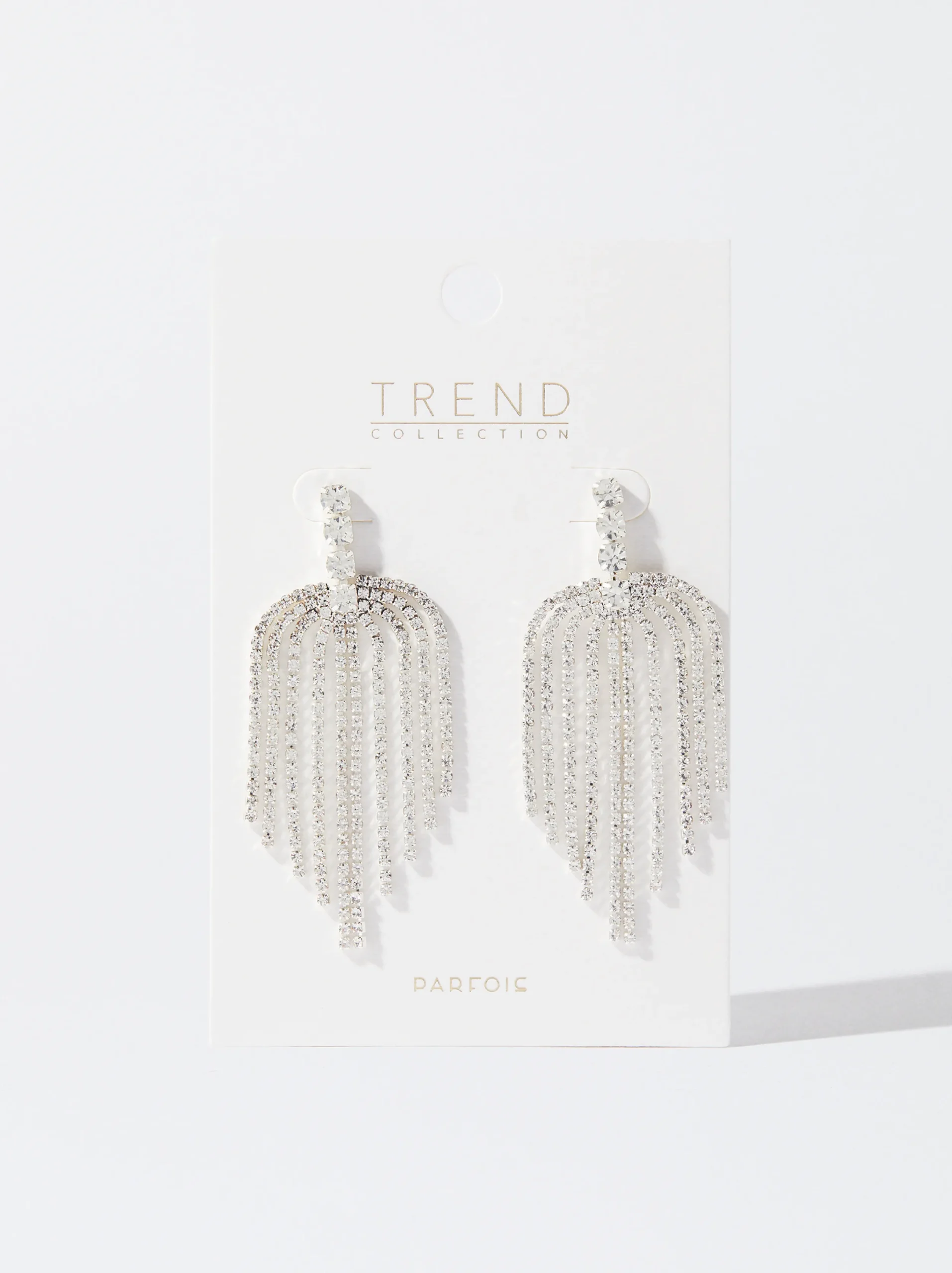 PARFOIS Pendientes Largos Con Cristales Plateado Cheap
