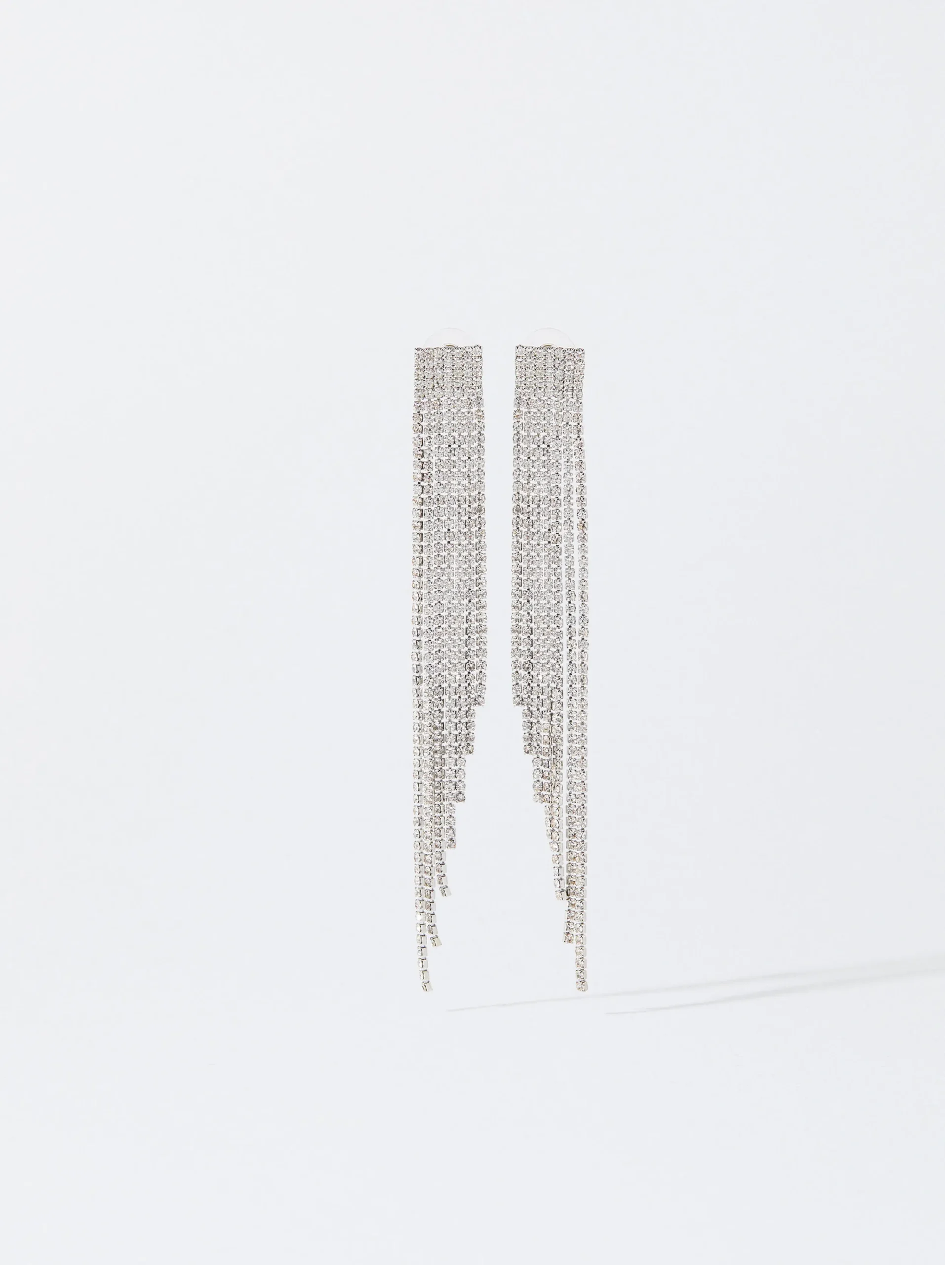 PARFOIS Pendientes Largos Con Cristales Plateado Best Sale