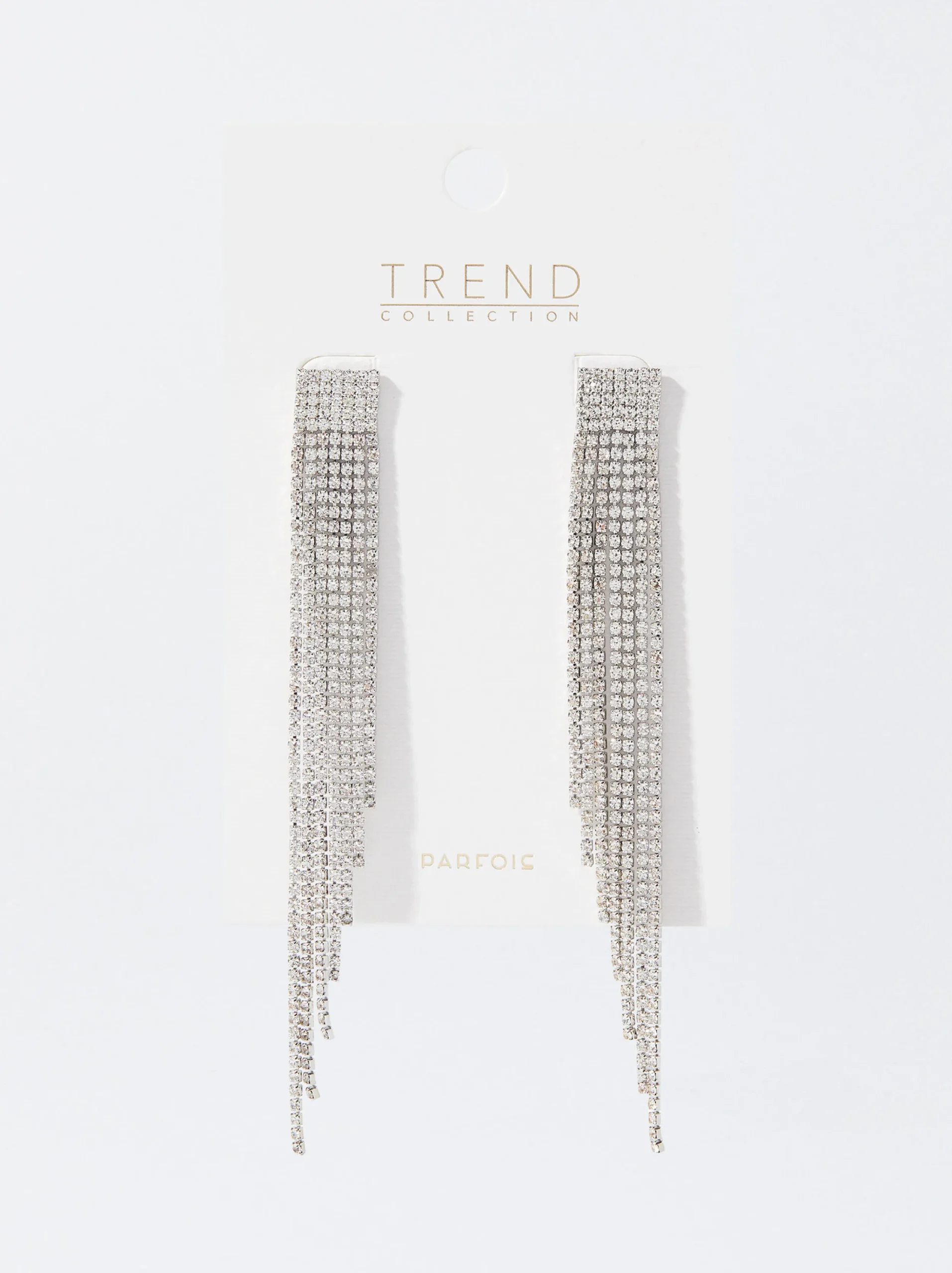 PARFOIS Pendientes Largos Con Cristales Plateado Best Sale