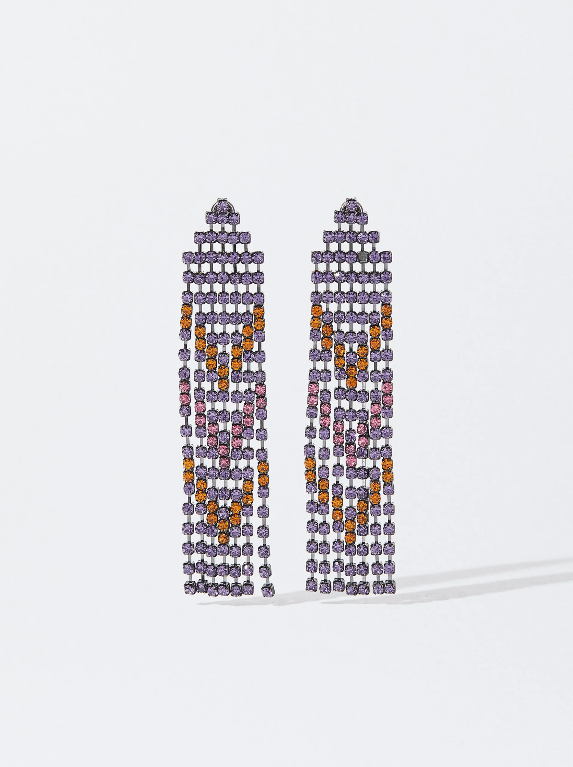 PARFOIS Pendientes Largos Con Cristales Multicor Hot