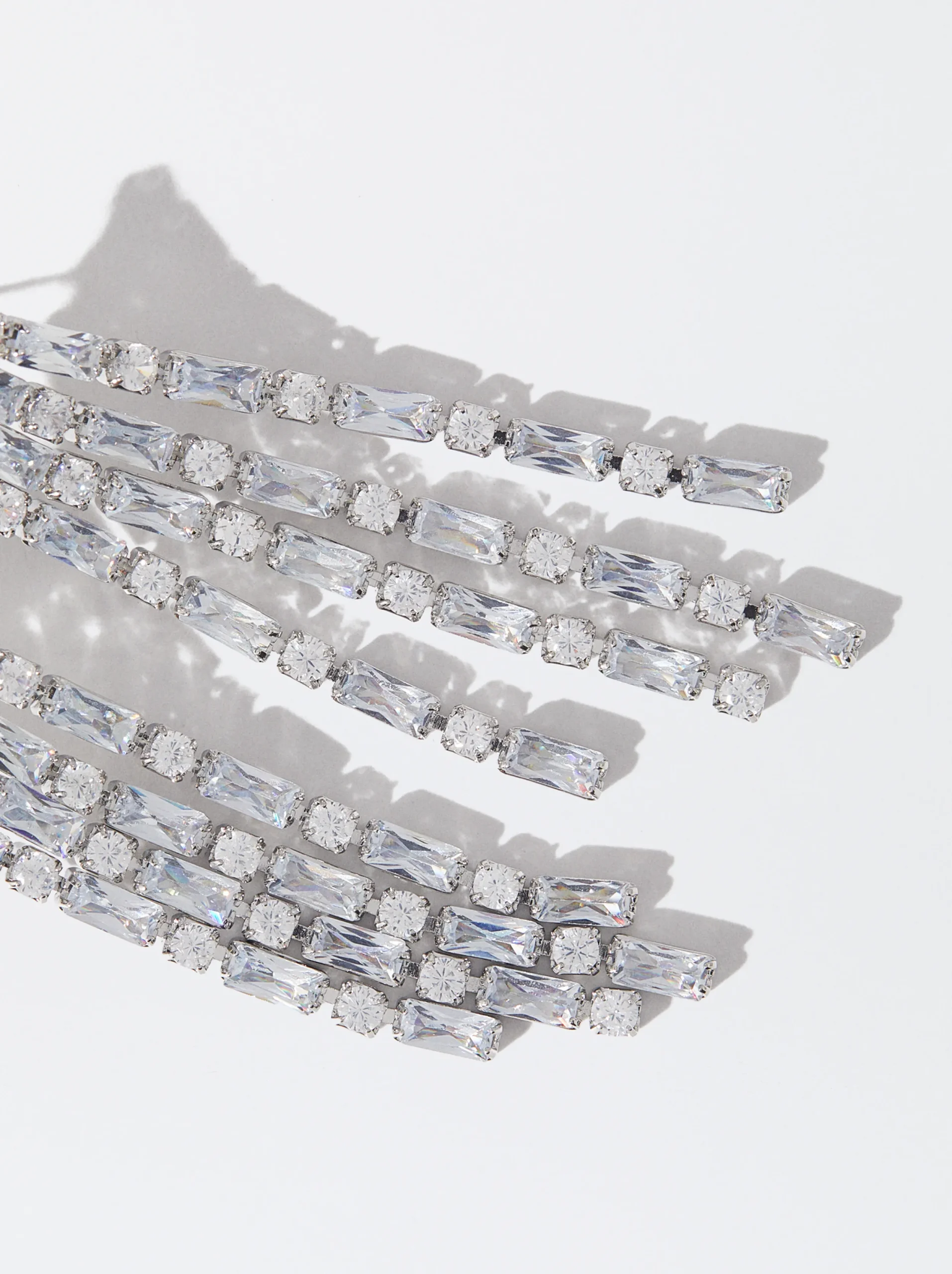 PARFOIS Pendientes Largos Con Cristales Plateado Hot
