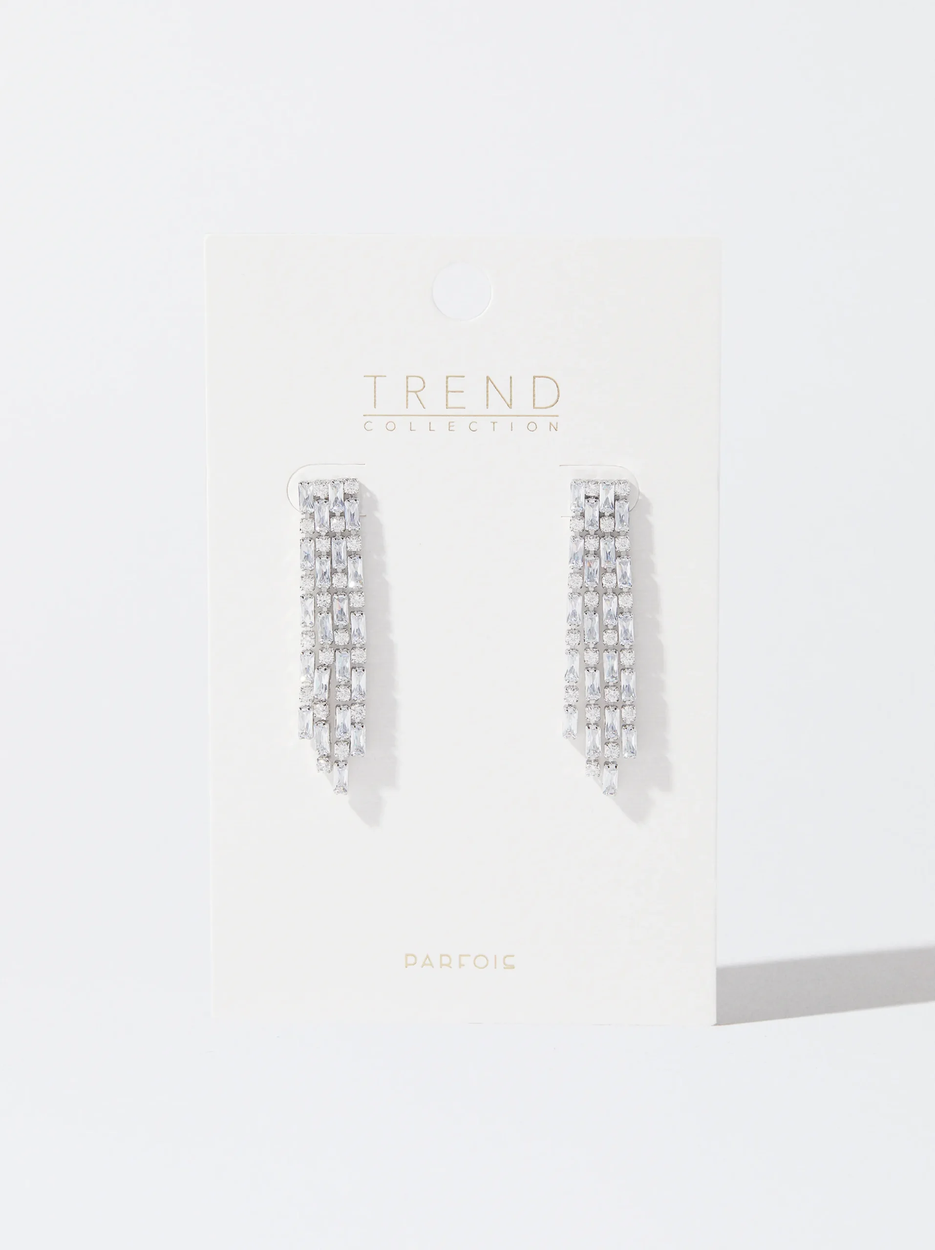 PARFOIS Pendientes Largos Con Cristales Plateado Hot