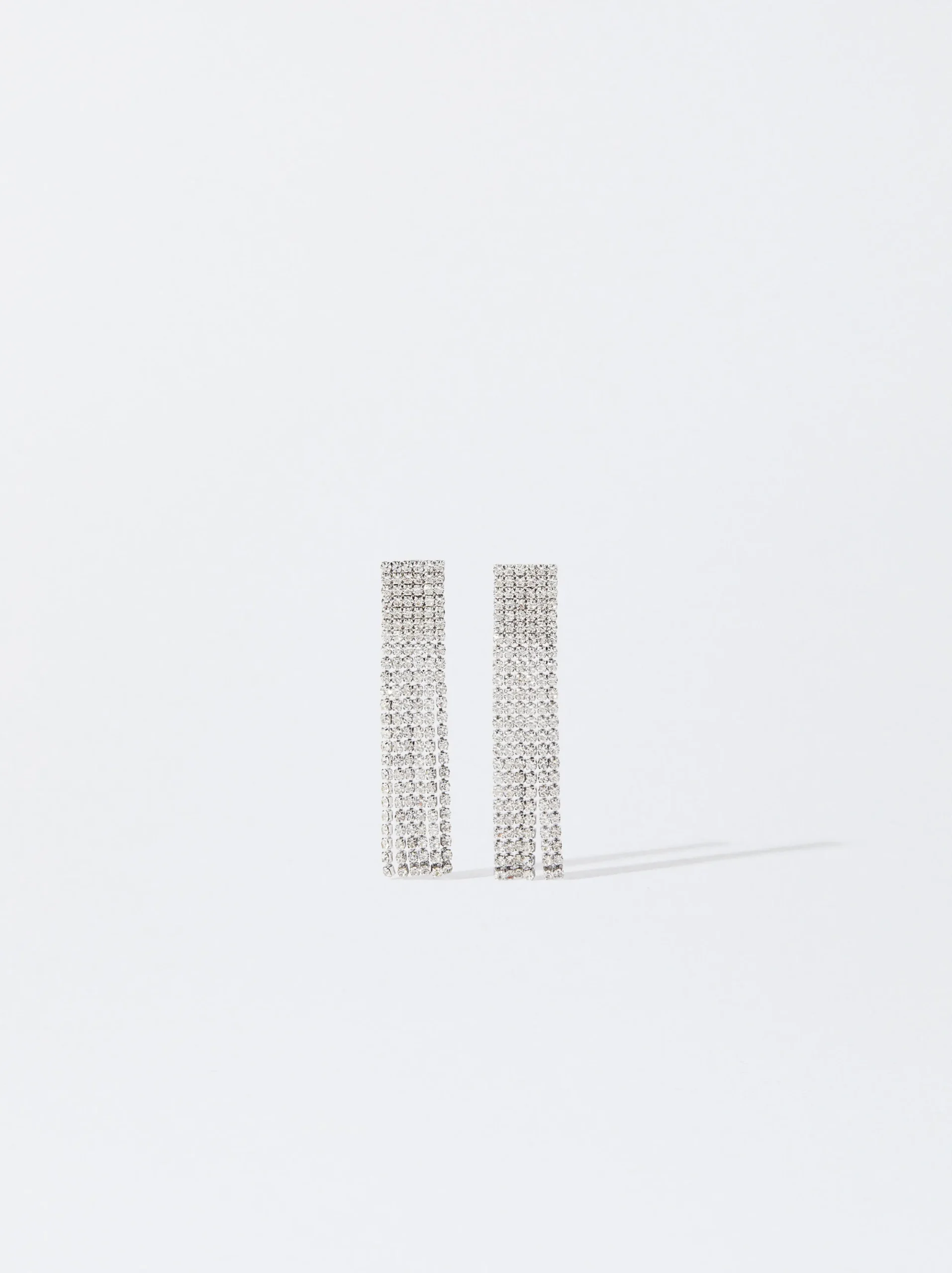 PARFOIS Pendientes Largos Con Cristales Plateado Hot