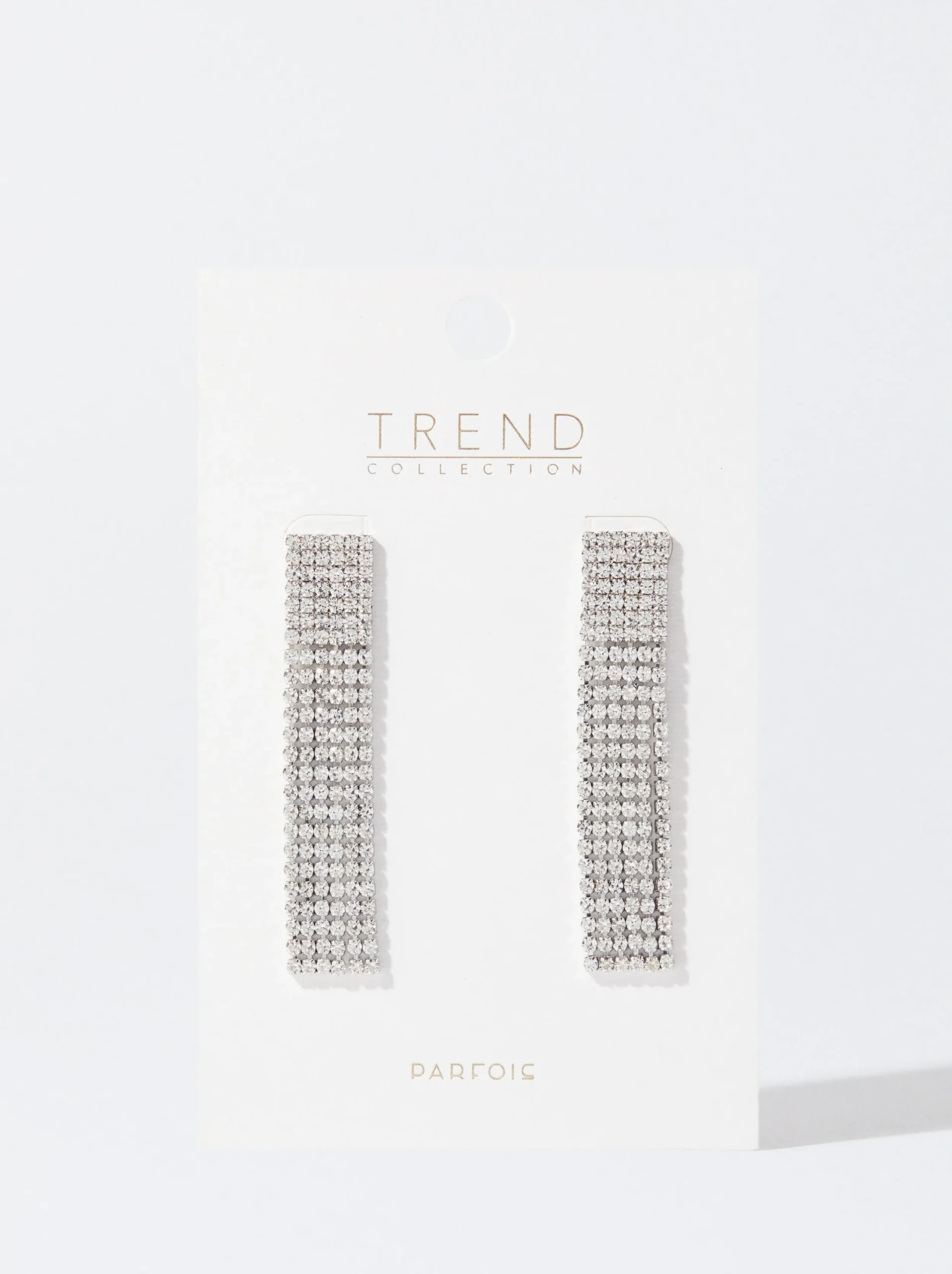 PARFOIS Pendientes Largos Con Cristales Plateado Hot