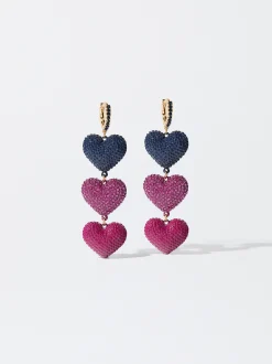 PARFOIS Pendientes Largos Corazón Cristales Multicolor Multicor Shop
