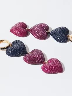 PARFOIS Pendientes Largos Coraz&oacute;n Cristales Multicolor Multicor Shop