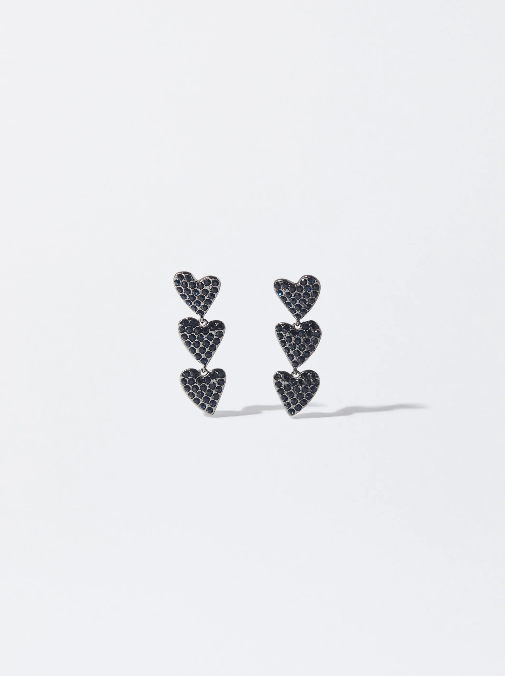PARFOIS Pendientes Largos Corazones Monocolor Azul Marino Flash Sale