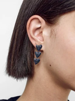 PARFOIS Pendientes Largos Corazones Monocolor Azul Marino Flash Sale