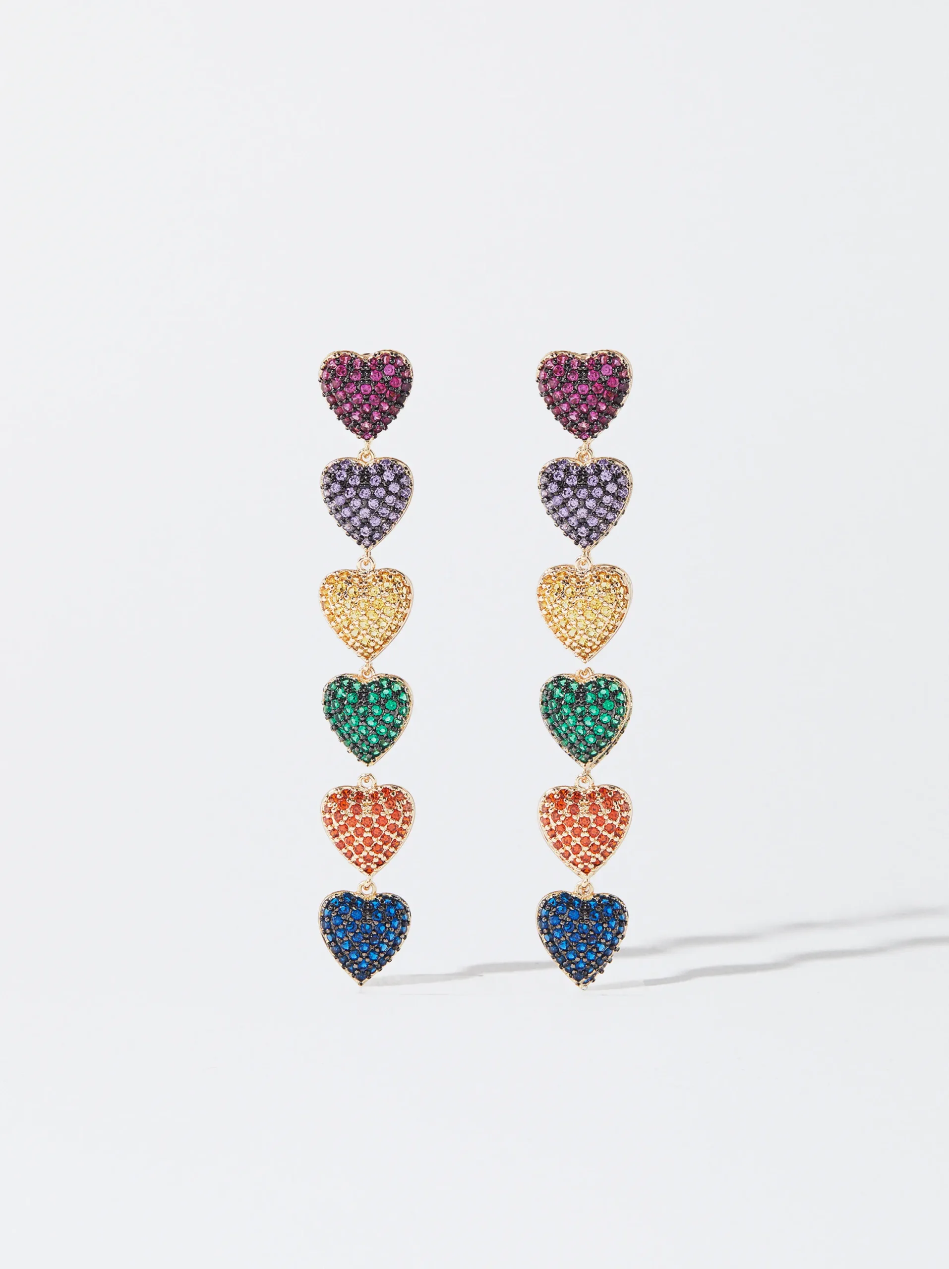 PARFOIS Pendientes Largos Corazones Multicor Best Sale